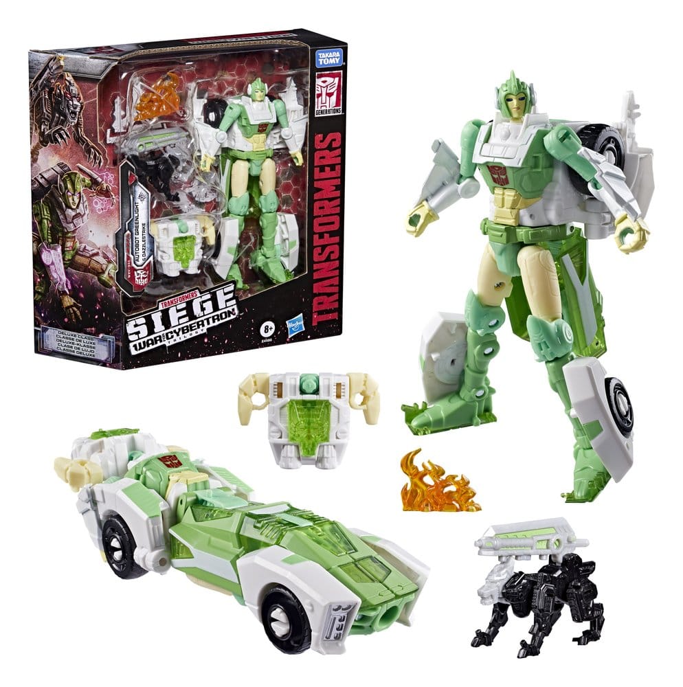 Transformers Generations War for Cybertron: Siege Deluxe Class figurine WFC-S15 Autobot Greenlight & Battle Masters Dazzlestrike 14 cm
