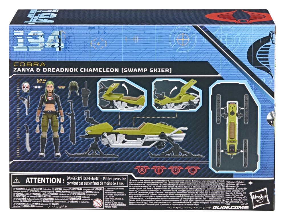 G.I. Joe Classified Series figurine et véhicule #194 Zanya et Dreadnok Chameleon (Swamp Skier) 15 cm