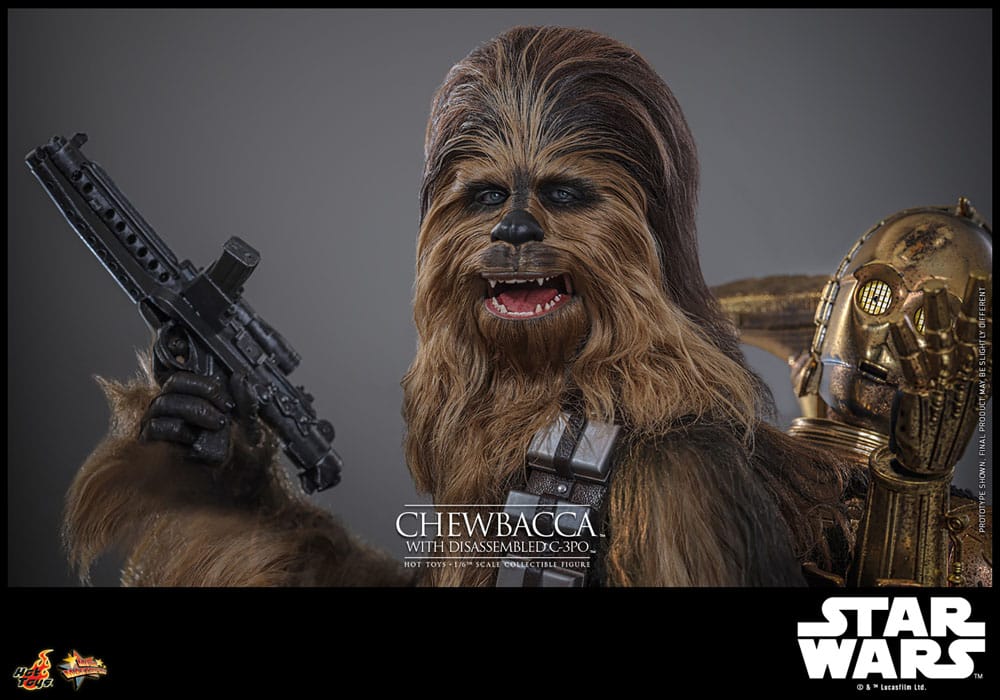 Star Wars Episode V figurine Movie Masterpiece 1/6 Chewbacca with Disassembled C-3PO 36 cm