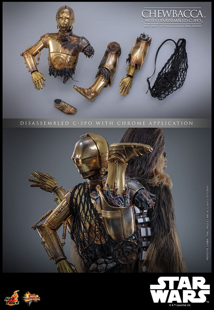 Star Wars Episode V figurine Movie Masterpiece 1/6 Chewbacca with Disassembled C-3PO 36 cm