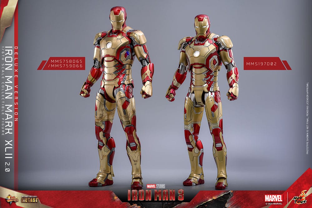Iron Man 3 figurine Movie Masterpiece Diecast 1/6 Iron Man Mark XLII (2.0) Deluxe 32 cm
