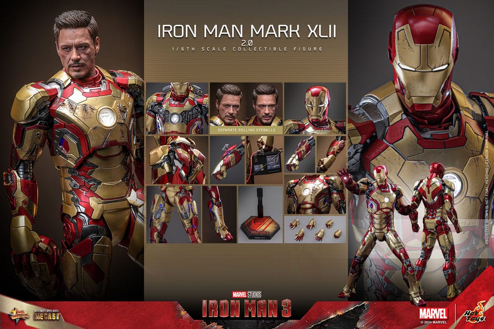 Iron Man 3 figurine Movie Masterpiece Diecast 1/6 Iron Man Mark XLII (2.0) 32 cm