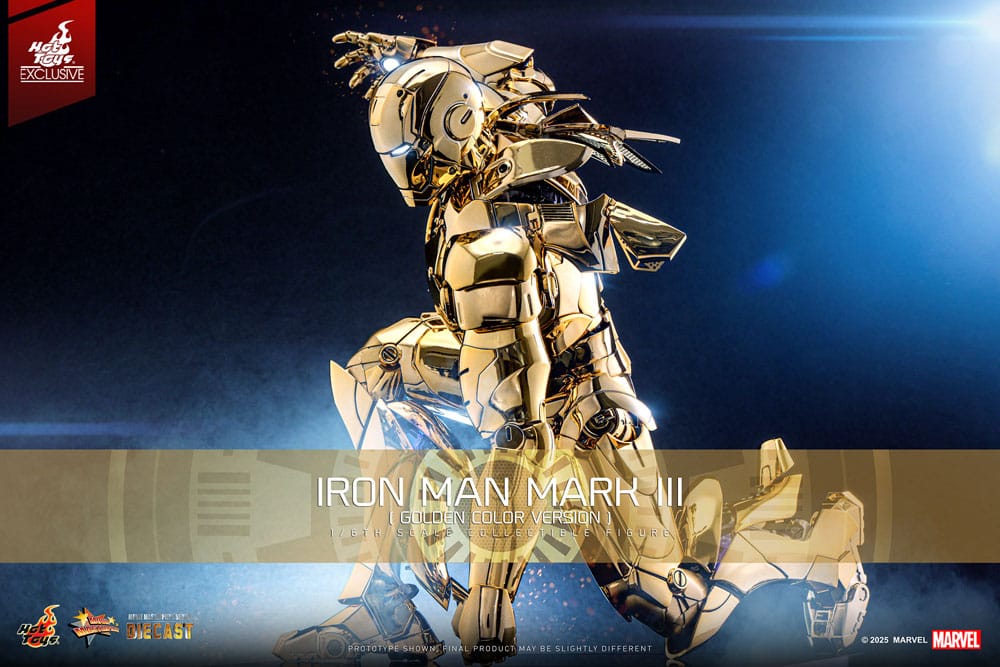 Iron Man figurine Movie Masterpiece Diecast 1/6 Iron Man Mark III (Gold Color Version) Hot Toys Exclusive 33 cm