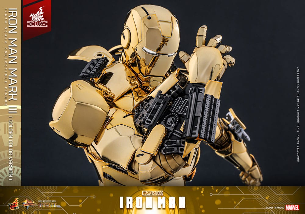 Iron Man figurine Movie Masterpiece Diecast 1/6 Iron Man Mark III (Gold Color Version) Hot Toys Exclusive 33 cm