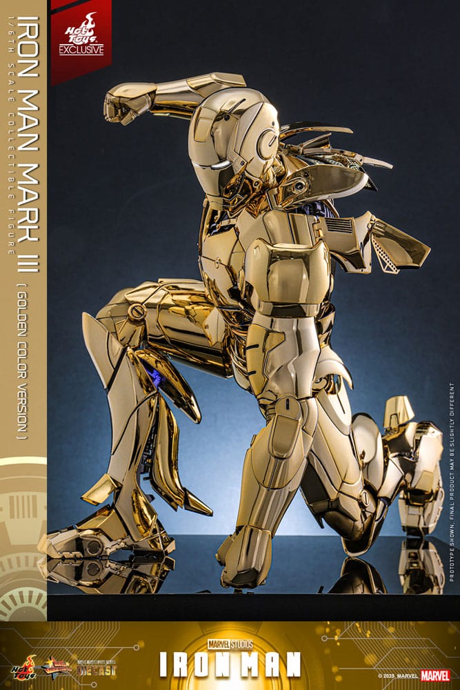 Iron Man figurine Movie Masterpiece Diecast 1/6 Iron Man Mark III (Gold Color Version) Hot Toys Exclusive 33 cm