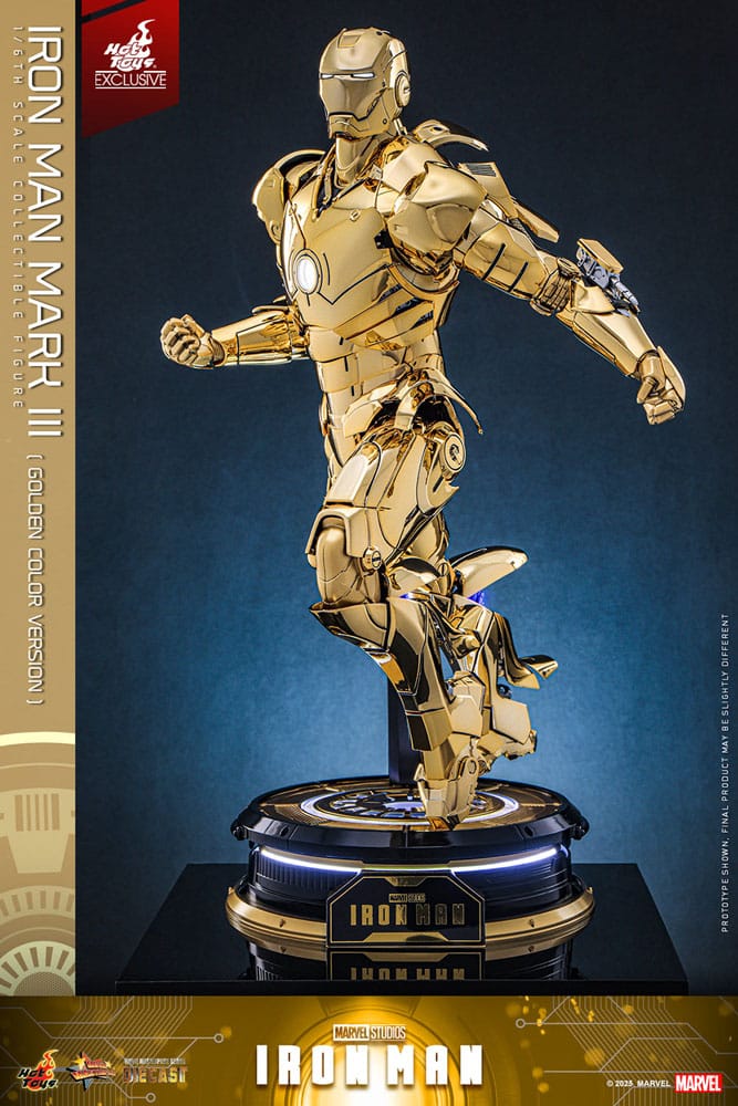 Iron Man figurine Movie Masterpiece Diecast 1/6 Iron Man Mark III (Gold Color Version) Hot Toys Exclusive 33 cm