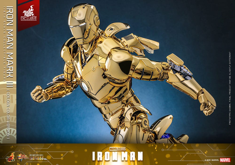 Iron Man figurine Movie Masterpiece Diecast 1/6 Iron Man Mark III (Gold Color Version) Hot Toys Exclusive 33 cm