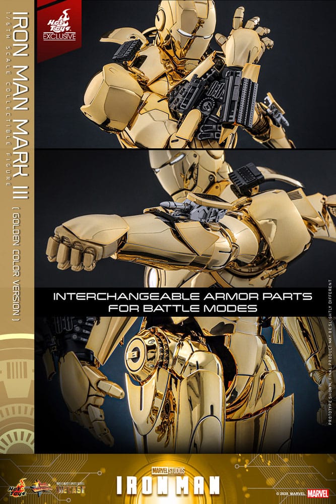 Iron Man figurine Movie Masterpiece Diecast 1/6 Iron Man Mark III (Gold Color Version) Hot Toys Exclusive 33 cm