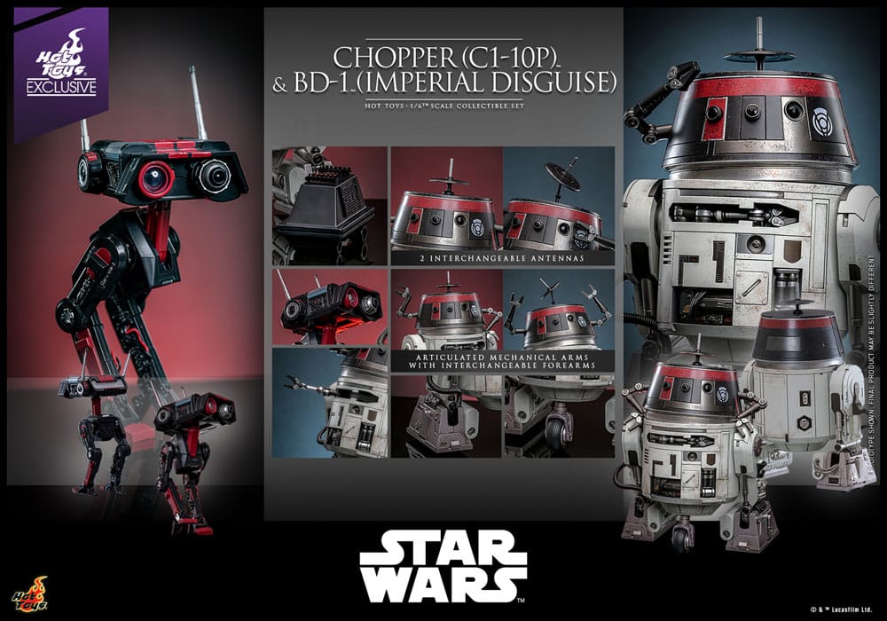 Star Wars figurine set 1/6 Chopper (C1-10P™) & BD-1™ (Imperial Disguise) 18 cm & 8 cm