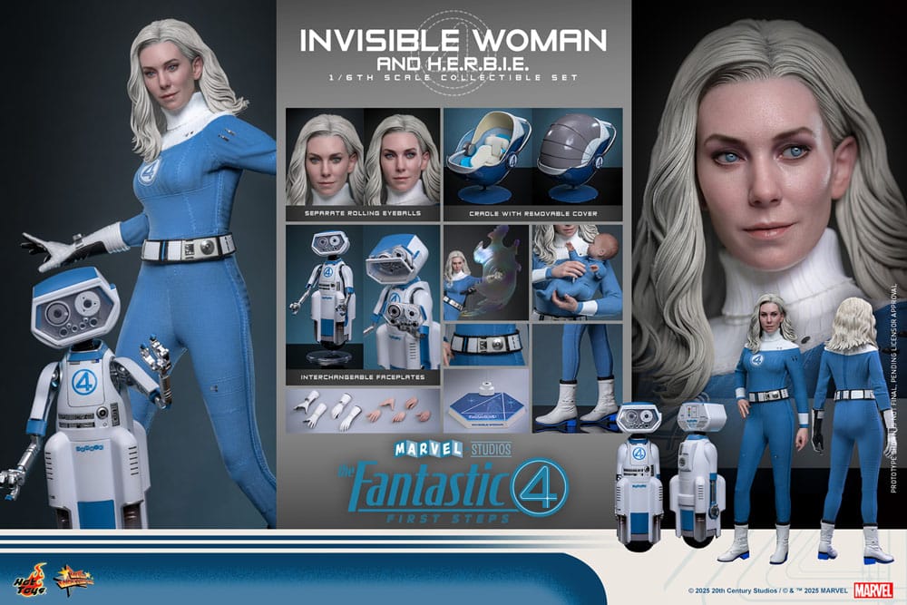 Les Quatre Fantastiques : Premiers pas pack 2 figurines Movie Masterpiece 1/6 Invisible Woman & H.E.R.B.I.E. 28 cm