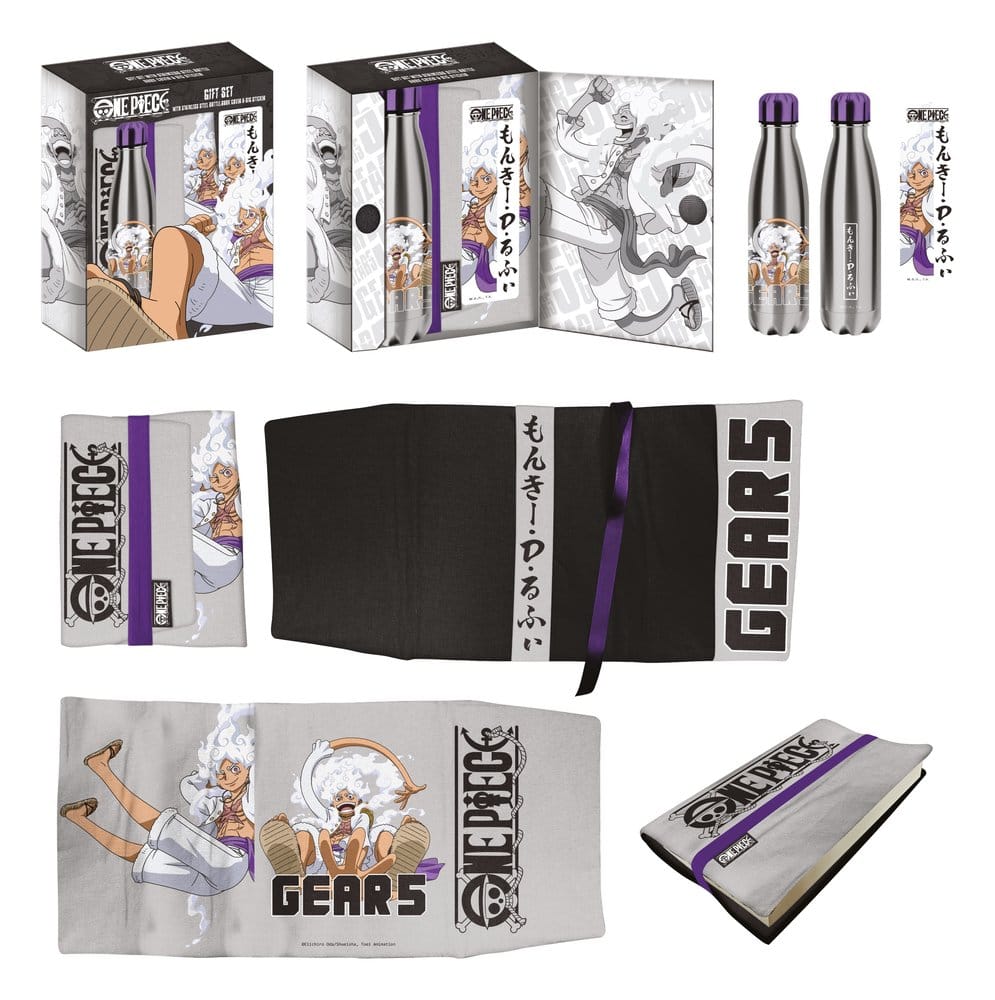 One Piece Bouteille en acier, Autocollant, Couvre-livre Coffret Cadeau Gears