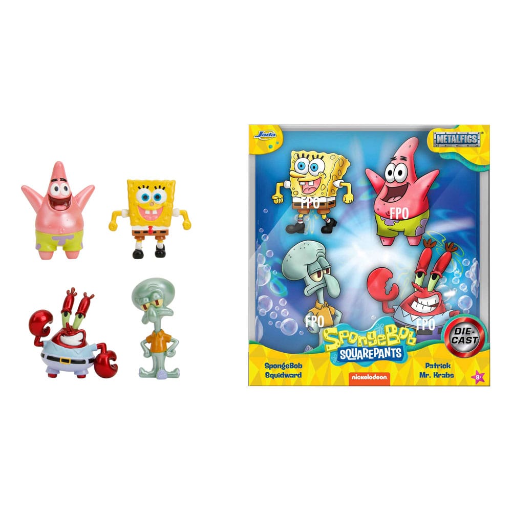 Bob l'éponge pack 4 figurines Diecast Nano Metalfigs Wave 1 4 cm