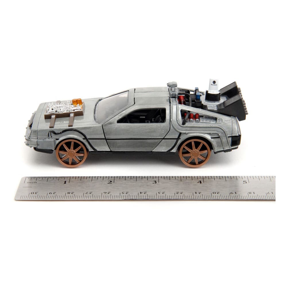 Retour vers le Futur III DeLorean Time Machine Railroad Wheels 1/32 métal Hollywood Rides