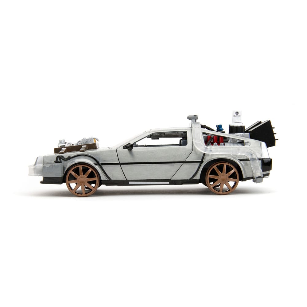 Retour vers le Futur III DeLorean Time Machine Railroad Wheels 1/24 métal Hollywood Rides