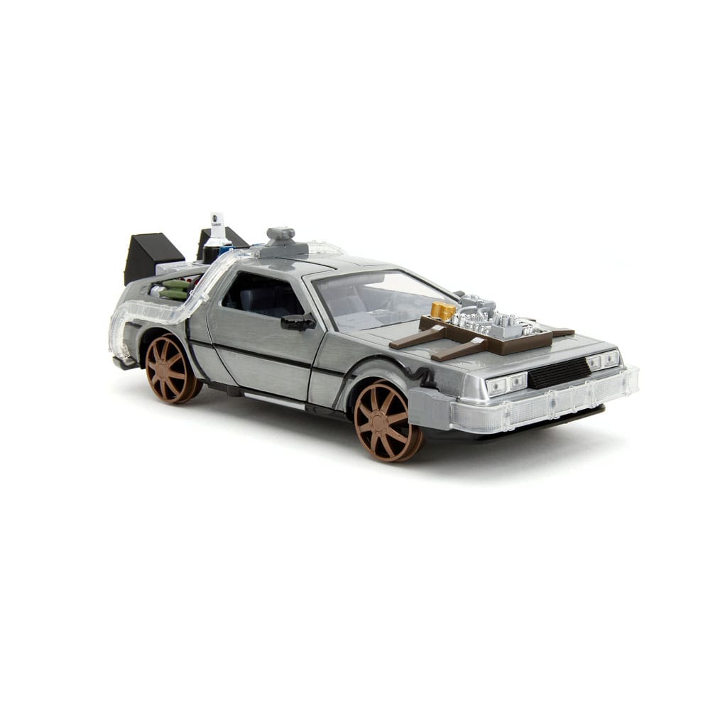 Retour vers le Futur III DeLorean Time Machine Railroad Wheels 1/24 métal Hollywood Rides