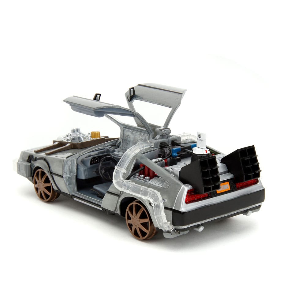 Retour vers le Futur III DeLorean Time Machine Railroad Wheels 1/24 métal Hollywood Rides
