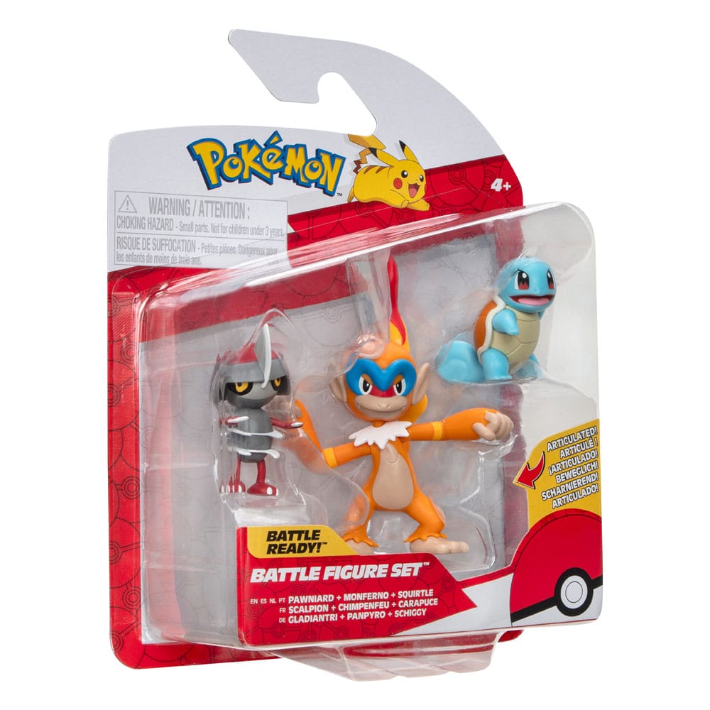 Pokémon pack 3 figurines Battle Figure Set Scalpion, Carapuce #1, Chimpenfeu 5 cm