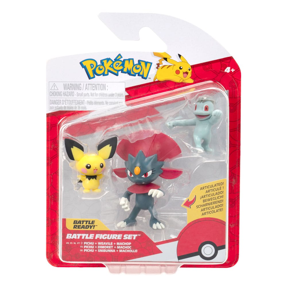 Pokémon pack 3 figurines First Partner Battle Figure Set Pichu, Machoc & Dimoret