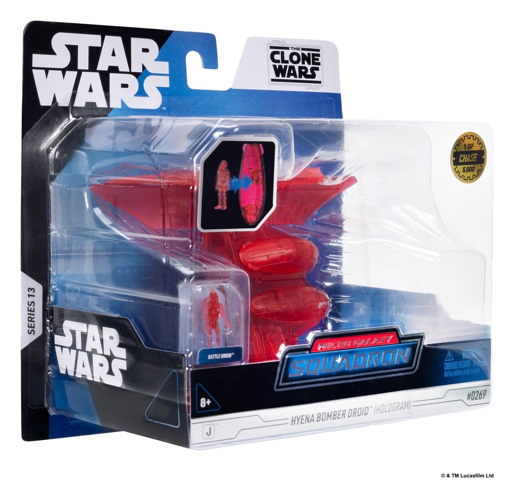 Star Wars Véhicule Moyen & Figurine set Bombardier Hyena (Hologramme Rouge) & Droïde de Combat (Chase)