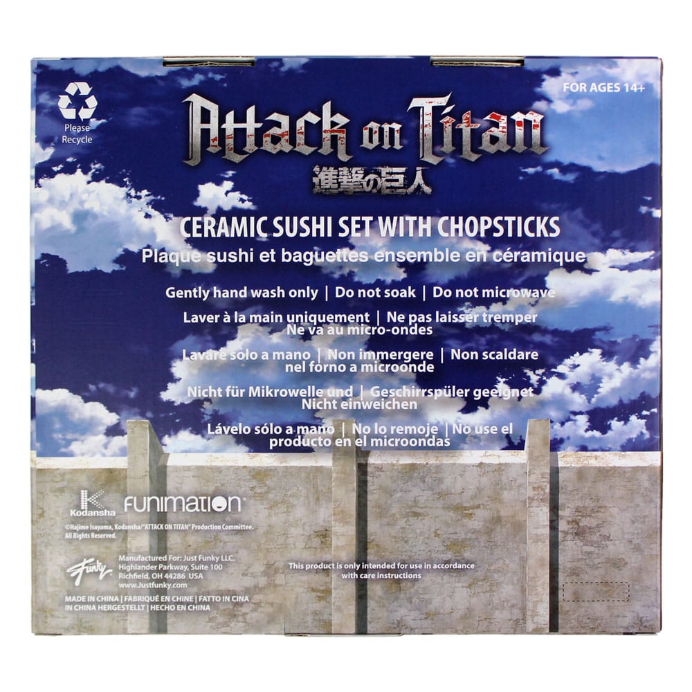 Attack on Titan Plaque Sushi et baguettes ensemble en céramique