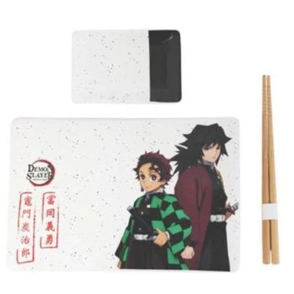 Demon Slayer Plaque Sushi et baguettes ensemble en céramique Tanjiro & Giyu