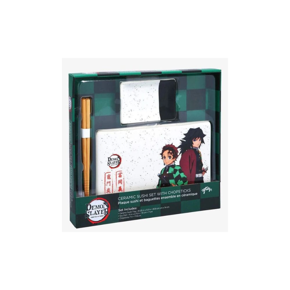 Demon Slayer Plaque Sushi et baguettes ensemble en céramique Tanjiro & Giyu