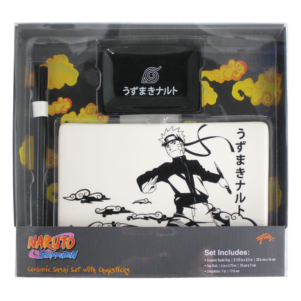 Naruto Shippuden Plaque Sushi et baguettes ensemble en céramique Naruto