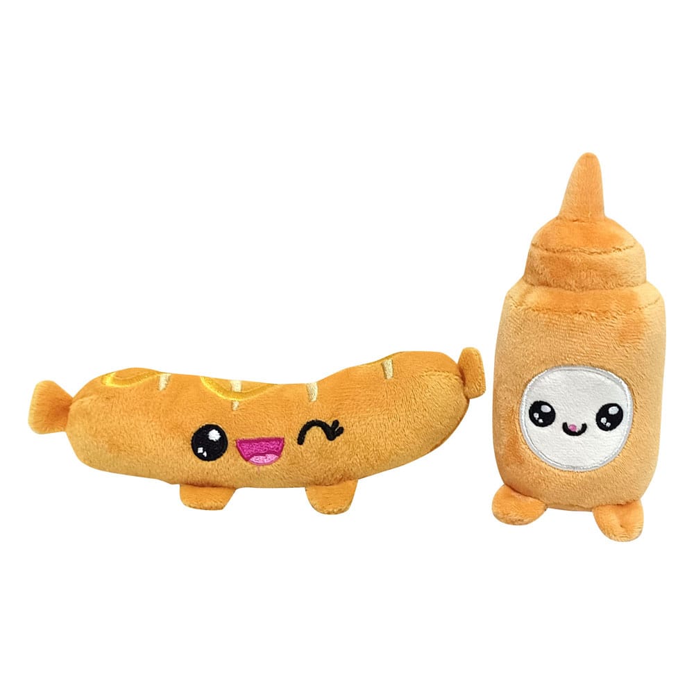 Pack 2 peluches Yummis Together Sausage & Mustard in Take Away Bag 21 cm