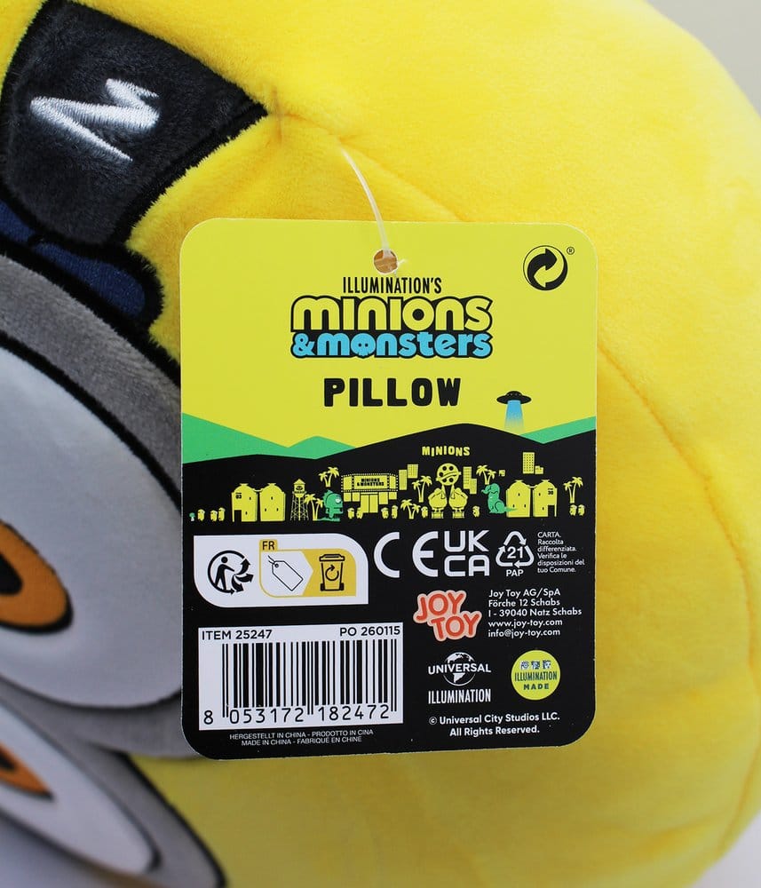 Minions 3 coussin rond en peluche brodé 30x10x30 cm