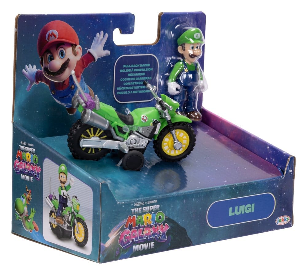 Super Mario Galaxy, le film figurine avec Moto à Rétrofriction Luigi 6 cm