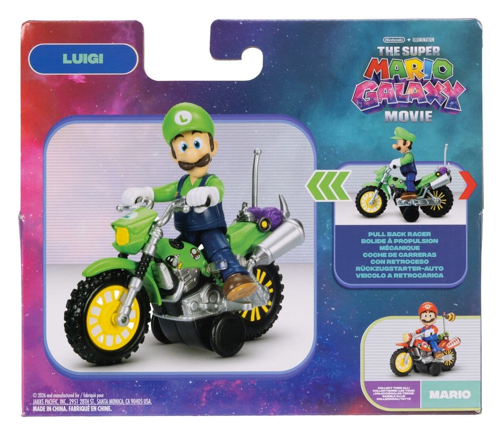 Super Mario Galaxy, le film figurine avec Moto à Rétrofriction Luigi 6 cm