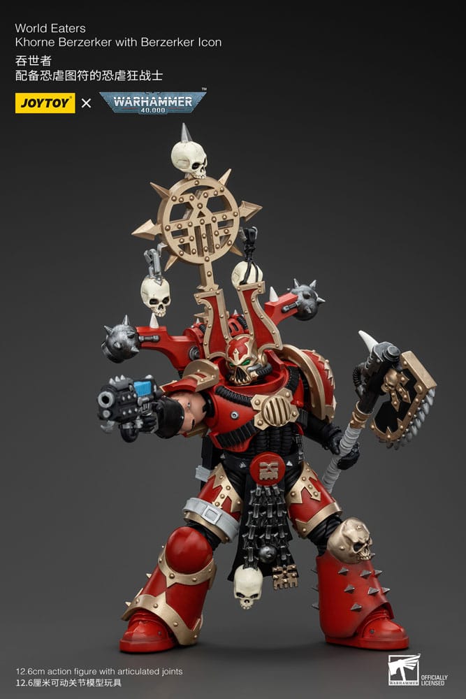 Warhammer 40k figurine 1/18 World Eaters Khorne Berzerker with Berzerker lcon 13 cm