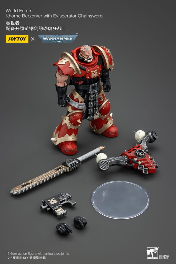 Warhammer 40k figurine 1/18 World Eaters Khorne Berzerker with Eviscerator Chainsword 13 cm