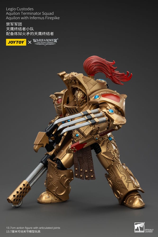 Warhammer The Horus Heresy figurine 1/18 Legio Custodes Aquilon Terminator Squad Aquilon with Infernus Firepike 14 cm