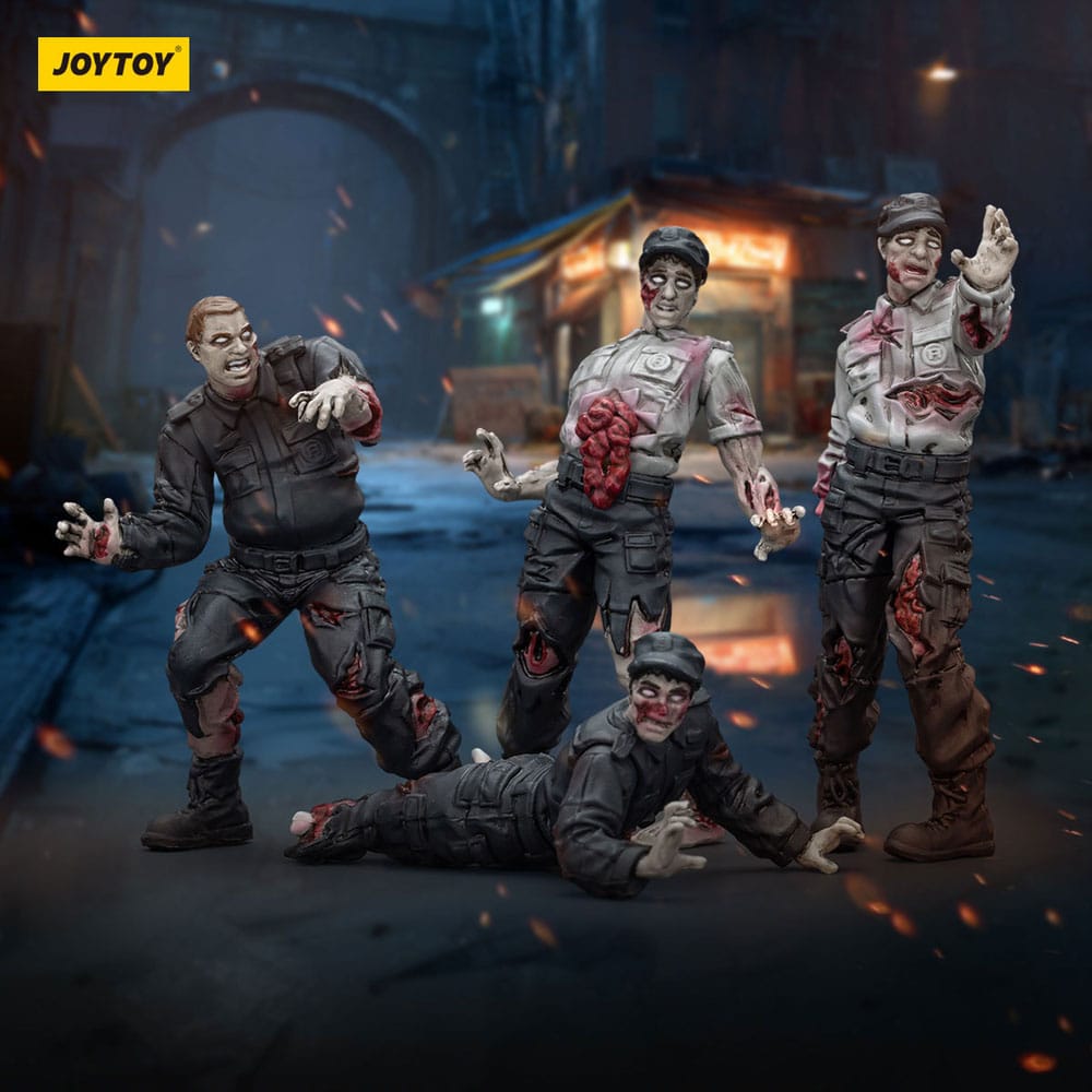 Zombie pack 4 figurines Dark Source Security Guards 8 cm