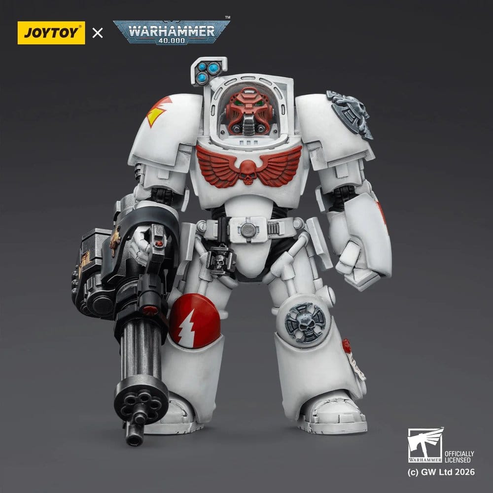Warhammer 40,000 figurine White Scars Terminator 3 with Power Fist and Assault Cannon 14 cm