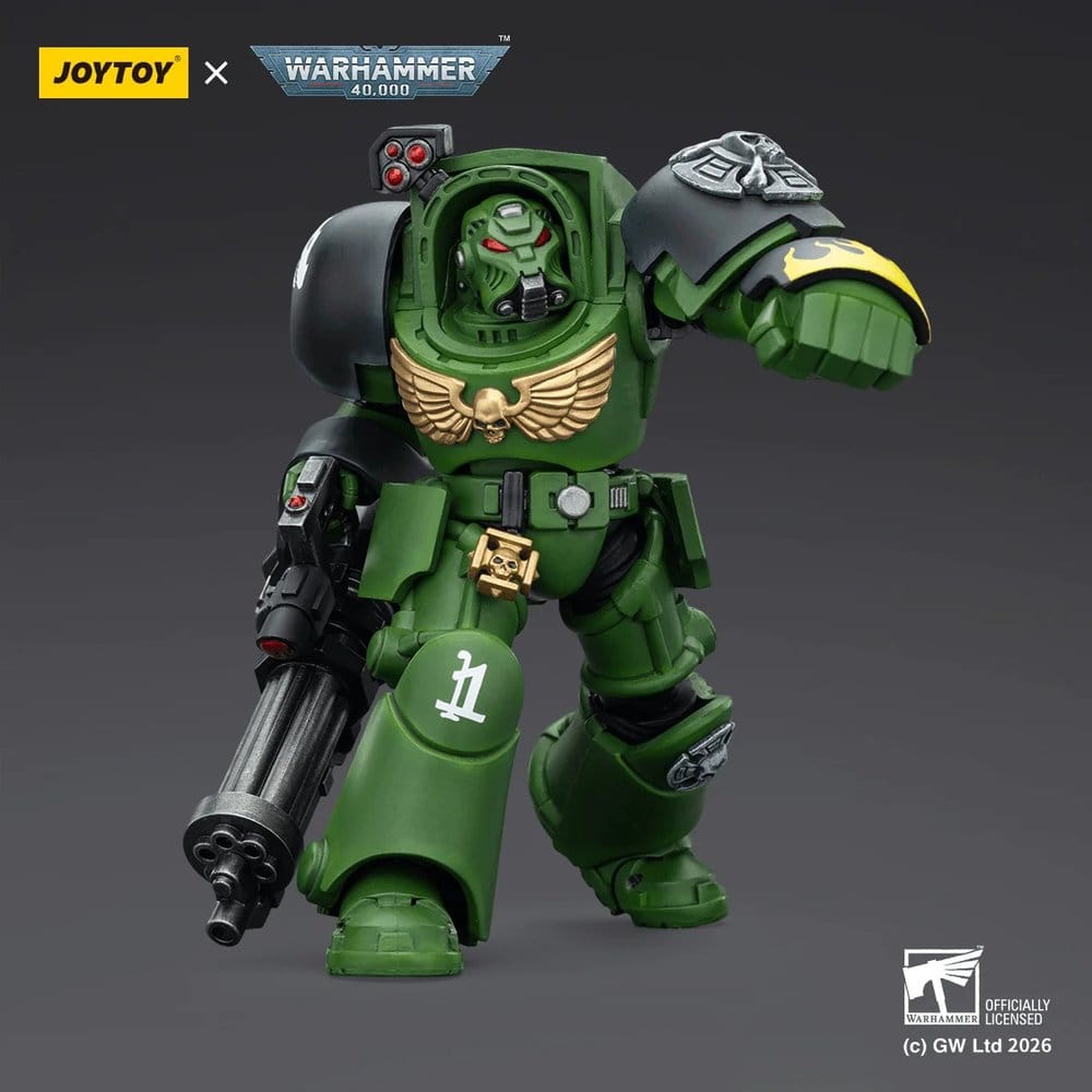 Warhammer 40,000 figurine Salamanders Terminator 3 with Power Fist and Assault Cannon 14 cm