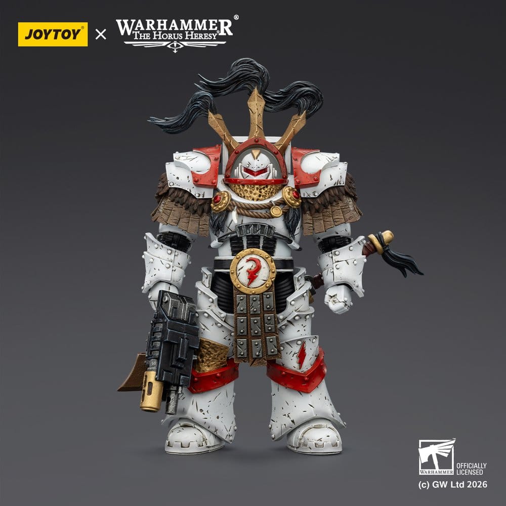 Warhammer 40,000 figurine White Scars Legion Praetor in Cataphractii Terminator Armour with Cyber Hawk Chogorian sword and combi-melta 14 cm