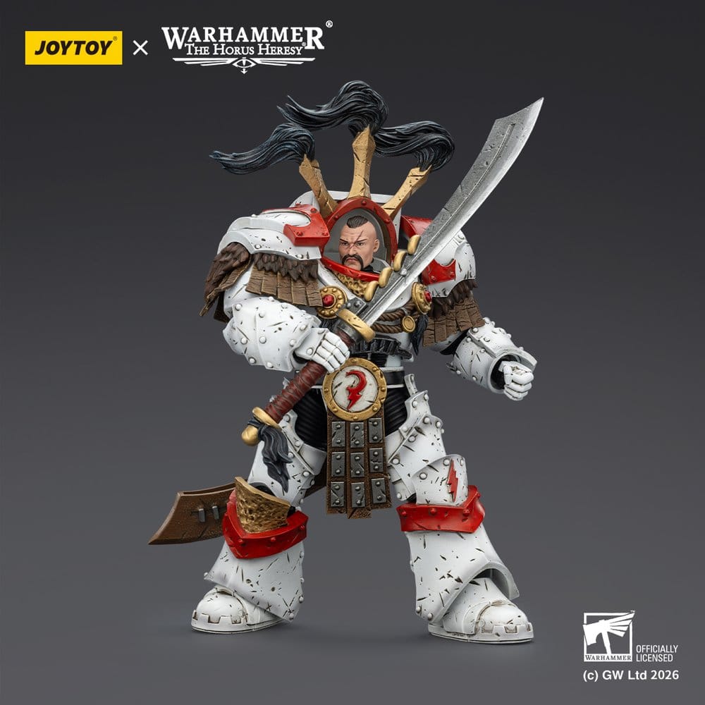 Warhammer 40,000 figurine White Scars Legion Praetor in Cataphractii Terminator Armour with Cyber Hawk Chogorian sword and combi-melta 14 cm