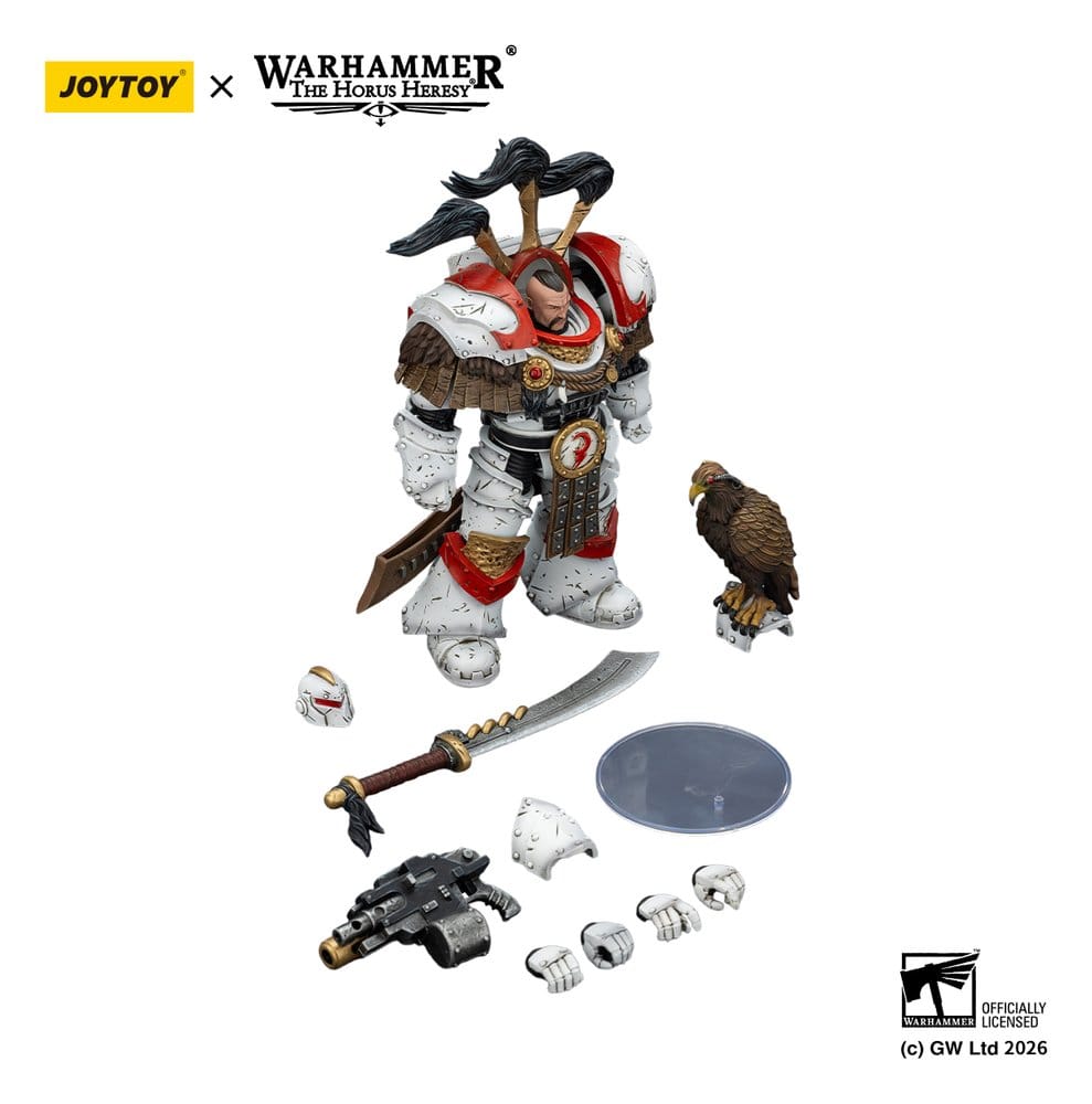 Warhammer 40,000 figurine White Scars Legion Praetor in Cataphractii Terminator Armour with Cyber Hawk Chogorian sword and combi-melta 14 cm