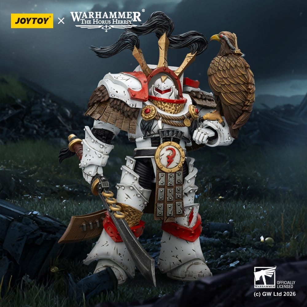 Warhammer 40,000 figurine White Scars Legion Praetor in Cataphractii Terminator Armour with Cyber Hawk Chogorian sword and combi-melta 14 cm