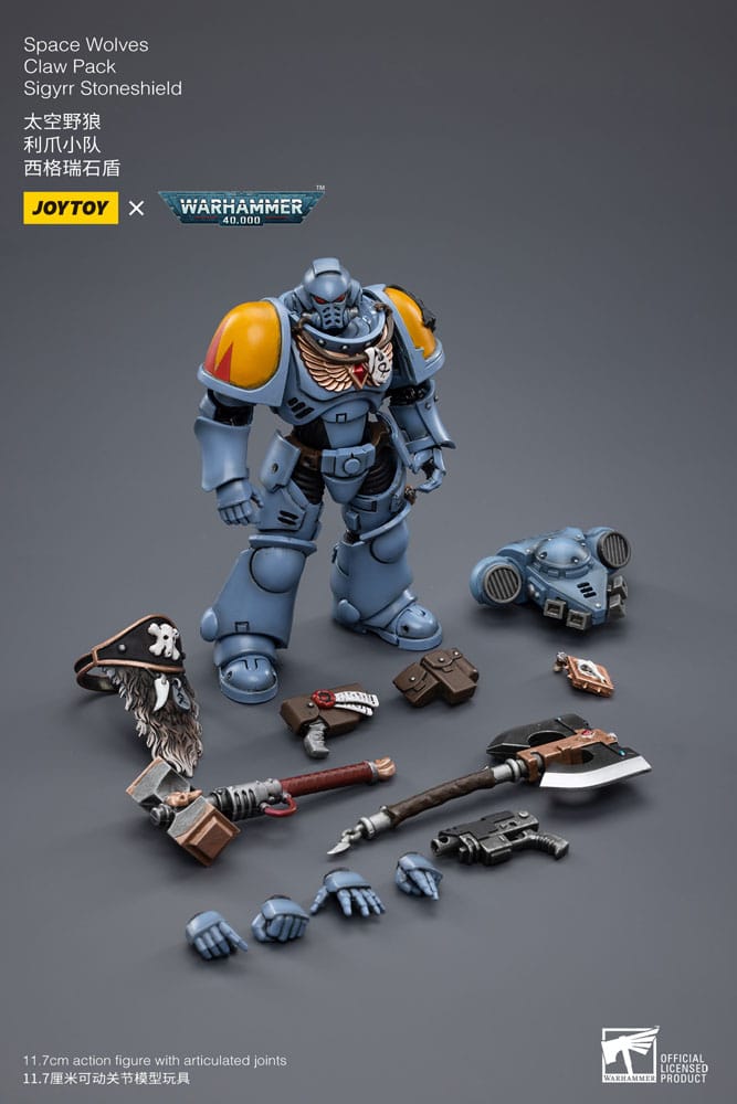 Warhammer 40k figurine 1/18 Space Wolves Claw Pack Sigyrr Stoneshield 12 cm