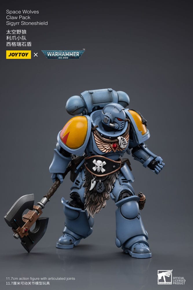 Warhammer 40k figurine 1/18 Space Wolves Claw Pack Sigyrr Stoneshield 12 cm