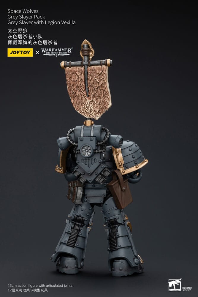 Warhammer The Horus Heresy figurine 1/18 Space Wolves Grey Slayer Pack Grey Slayer With Legion Vexilla 12 cm