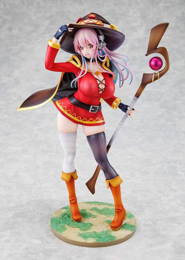 Super Sonico x Konosuba statuette PVC 1/7 Super Sonico Megumin collaboration Ver. 25 cm