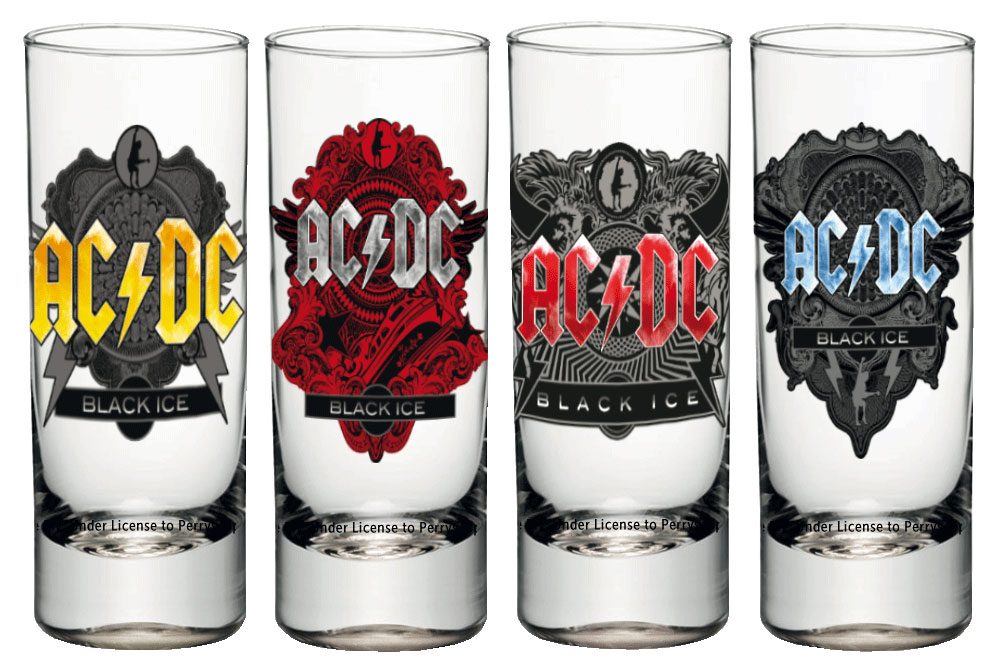 AC/DC Set 4 verres à shot Black Ice