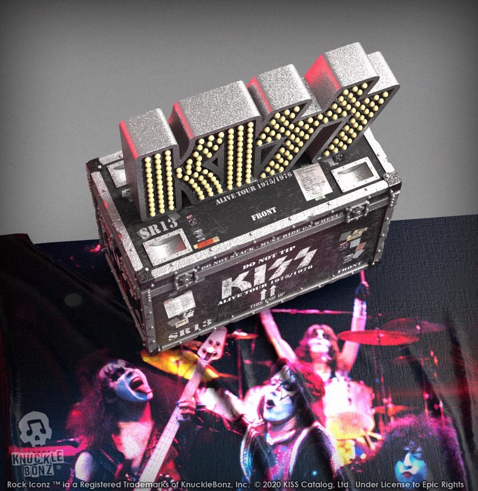 Kiss statuette Rock Ikonz On Tour caisse de tournée + décor de scène Alive! Tour