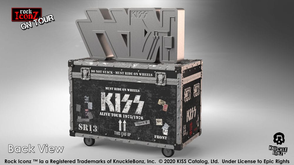Kiss statuette Rock Ikonz On Tour caisse de tournée + décor de scène Alive! Tour