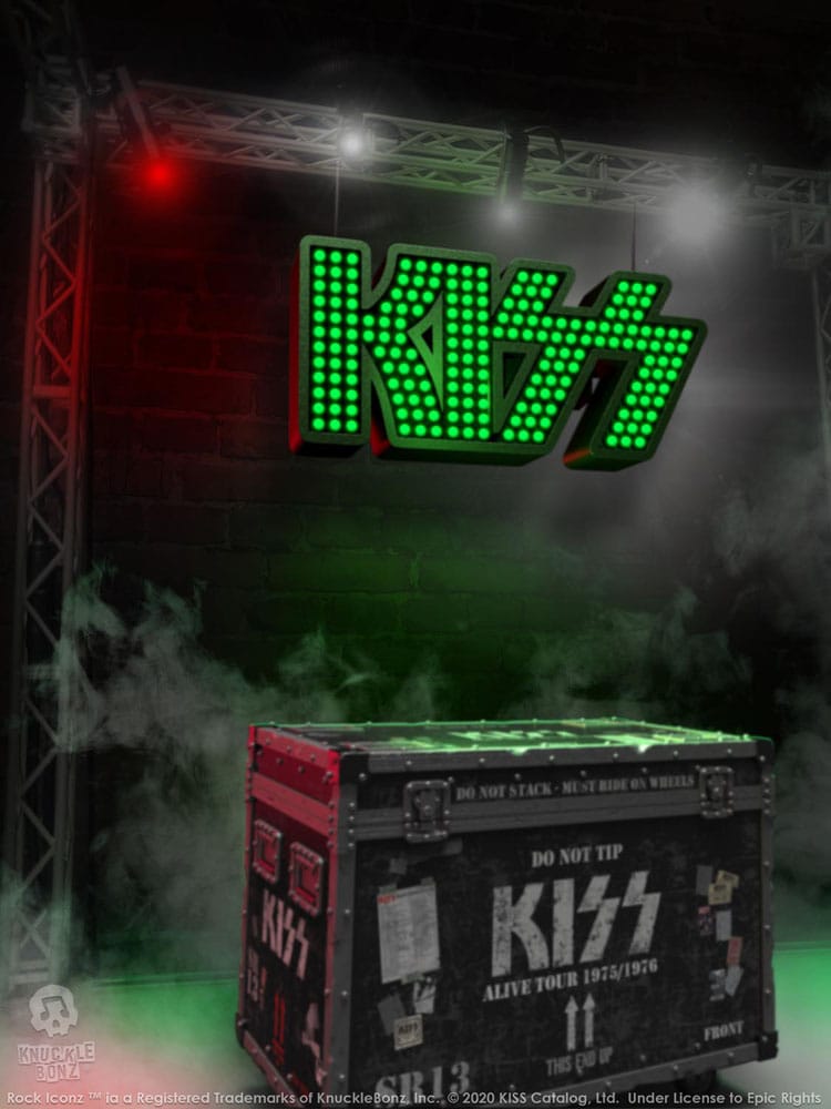 Kiss statuette Rock Ikonz On Tour caisse de tournée + décor de scène Alive! Tour