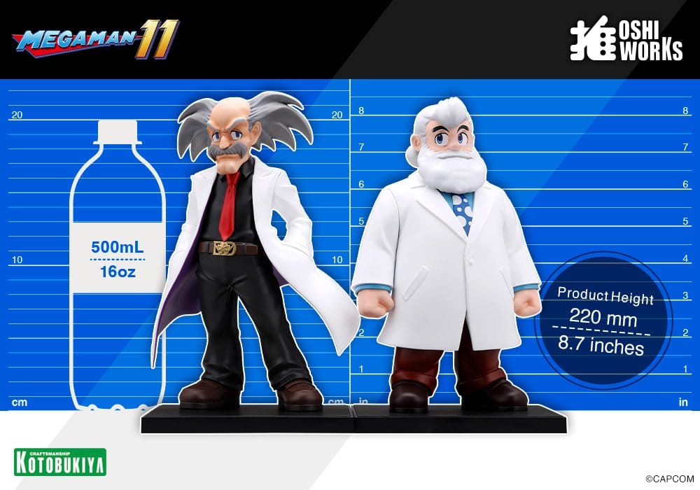 Mega Man pack 2 figurines PVC Oshi Works Dr. Wily & Dr. Light